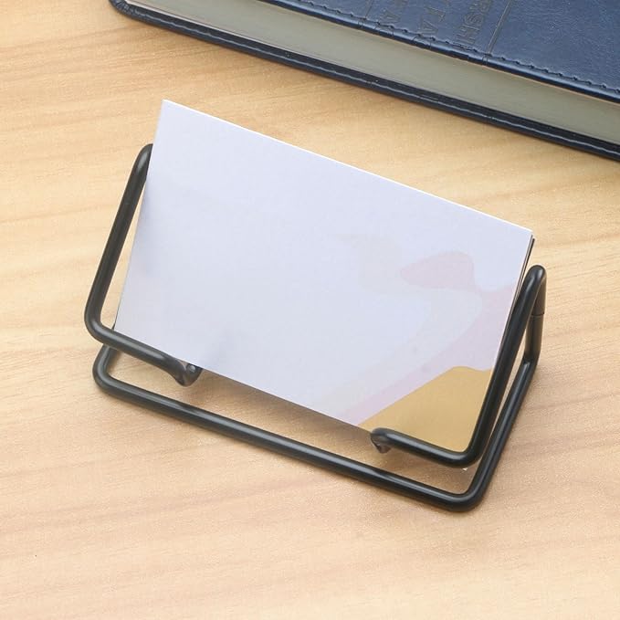 2 Pack Business Metal Business Card Holder office decor Card Holder Desk Display,Business Card Display Stand,for Office Home Desktop (black)
