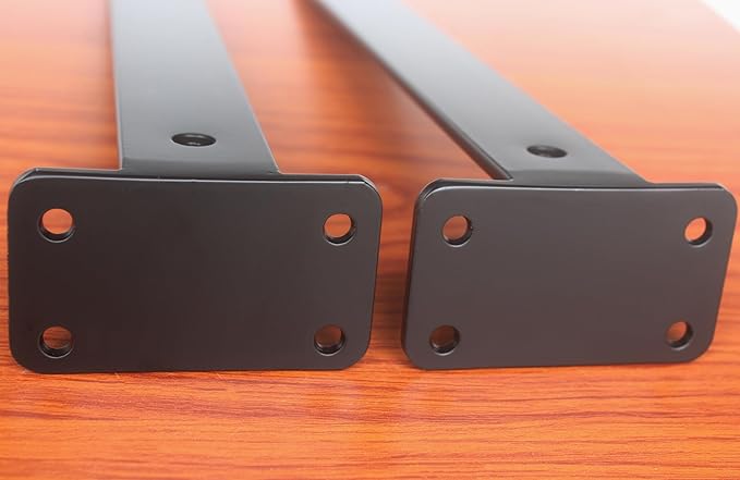 8 Pack - 16 inch Black Hidden L Shelf Bracket (1/5 Inch Thicked) Iron Floating Shelf Brackets Rustic Industrial Metal Brackets for Shelf Support
