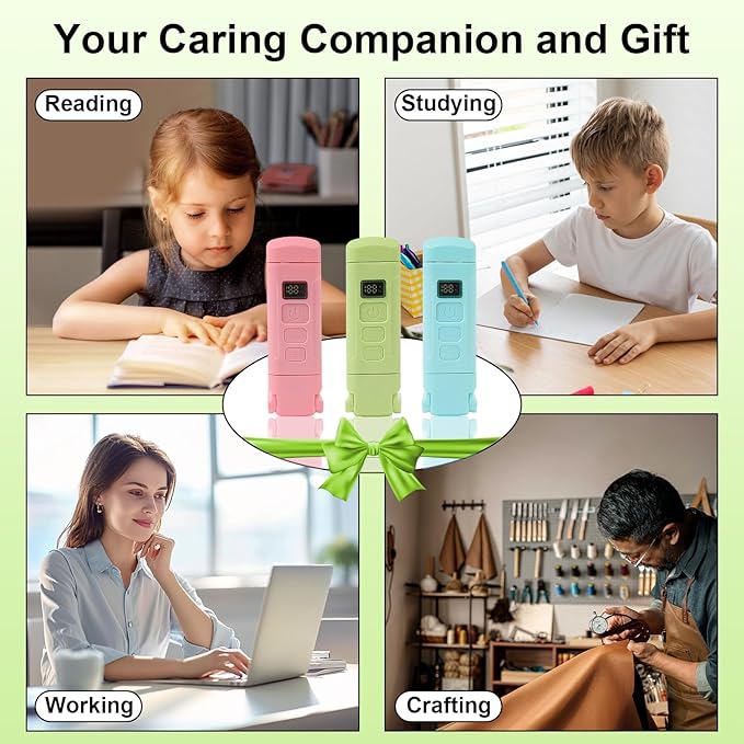 Rechargeable Book Light with Timer, 3 Color Temperatures, 6 Brightness Levels, Clip-on Book Lights for Reading at Night, Great Gift for Book Lovers(Green, Digital-Timer)