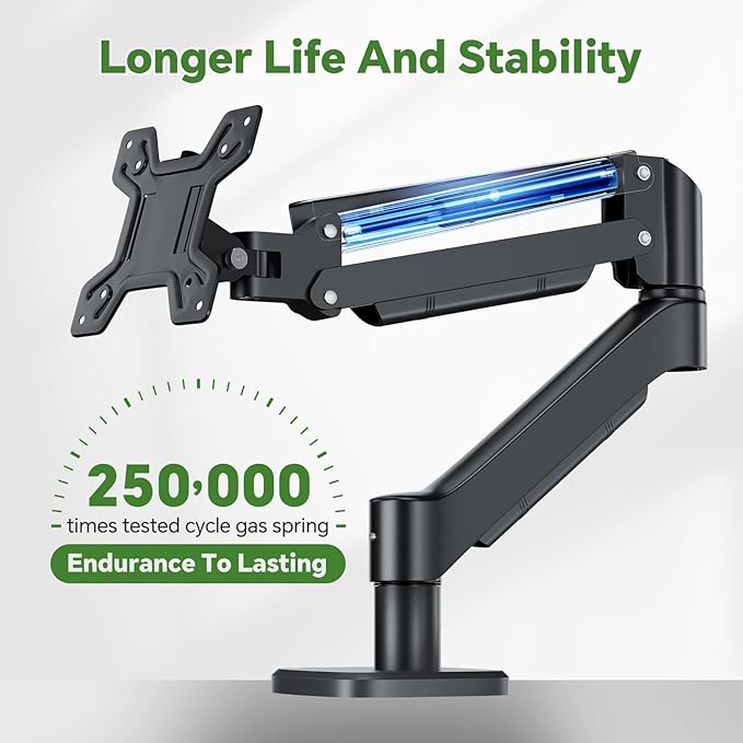 Ekisemio Single Monitor Mount, 13 to 32 Inch Monitor Arm, Adjustable Monitor Stand