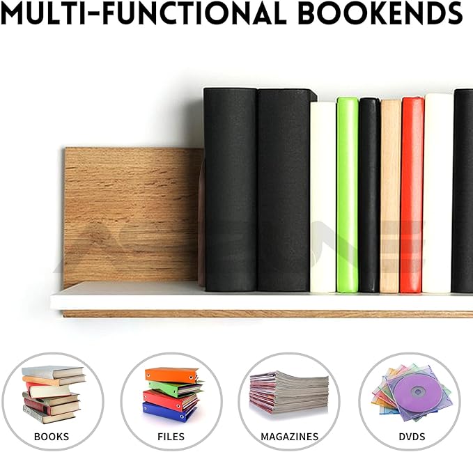 6Pairs Book Ends Bulk Hold Heavy Books Wood Bookends for Heavy Books Heavy Duty Walnut Book Ends for Men Wood Bookends for Office Desk Non-Skid