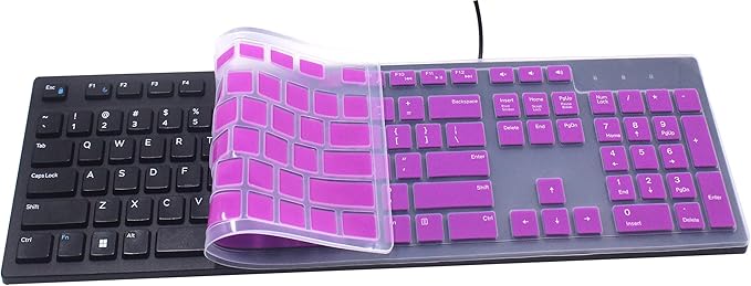 Keyboard Cover Compatible for Dell KM636 KB216 Keyboard, Dell Optiplex 5250 3050 3240 5460 7450 7050, Dell Inspiron AIO 3475 3670 3477, Dell Inspiron 27 7000 7700 7790 All-in-One Keyboard (Purple)