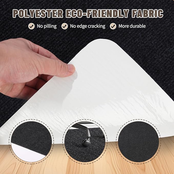 Office Chair Mat - for Hardwood Floors, Large Non-Slip Easy-Clean Floor Protection Blanket (Black, “60 x 48in”).