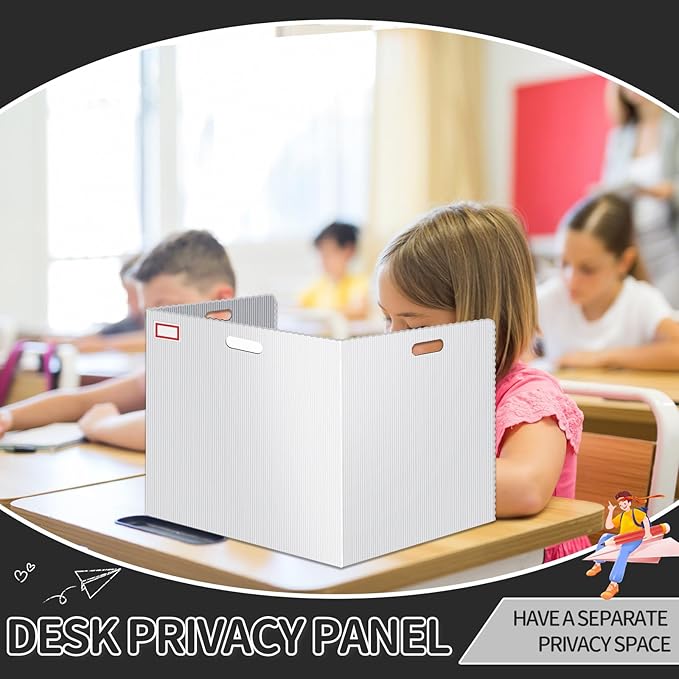 30 Pcs Desk Dividers for Students 14 × 17.5 × 14 Inch Plastic Durable and Waterproof Privacy Folders Shields Test Dividers with Classroom Privacy Boards for School Study Teacher Supplies (White)