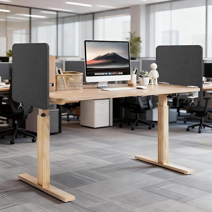 Desk Divider, Clamp On Felt Desk Privacy Panels, Acoustic Sound Absorbing Desk Partition for Office Desk, Reduce Distractions, Dark Gray, 2 Pack, 24 x 24 in