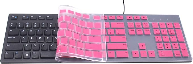 Keyboard Cover Compatible for Dell KM636 KB216 Keyboard, Dell Optiplex 5250 3050 3240 5460 7450 7050, Dell Inspiron AIO 3475 3670 3477, Dell Inspiron 27 7000 7700 7790 All-in-One Keyboard - Pink