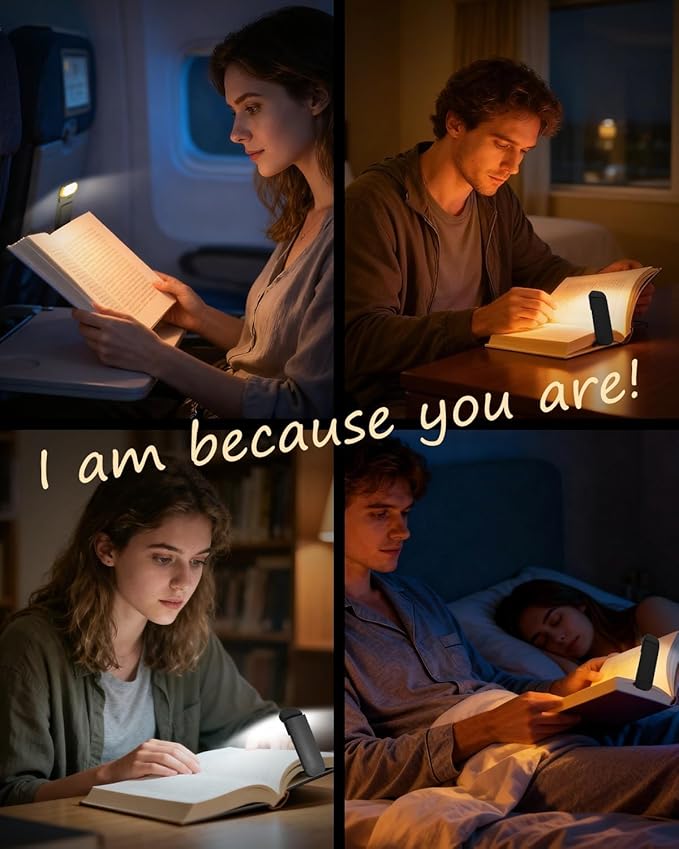 HEMONNKAM Book Reading Light, Rechargeable Clip on Booklight, Eye Caring 3 Color Temperatures & 5 Brightness Levels, Night Use for Bed, Long Lasting, Reading at Night in Bed, Black