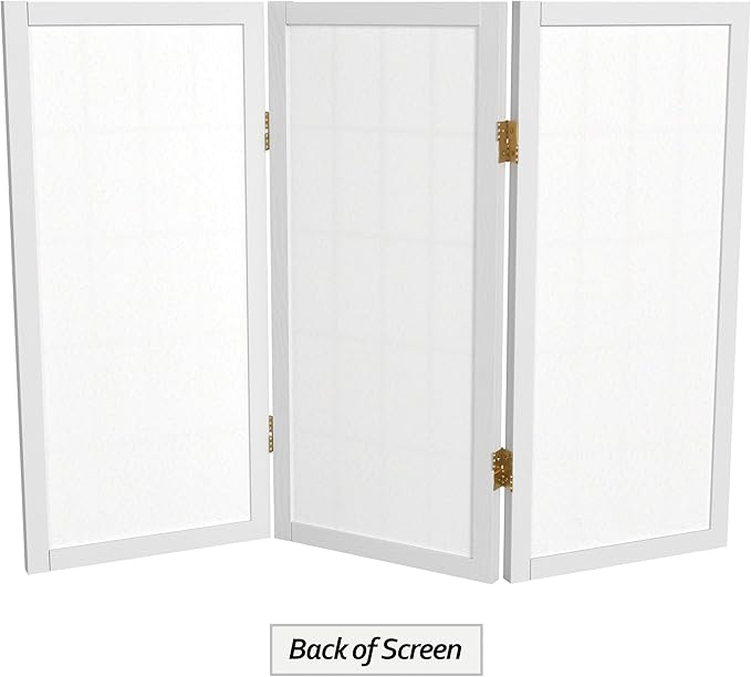 2 ft. Short Desktop Window Pane Shoji Screen - White - 3 Panels