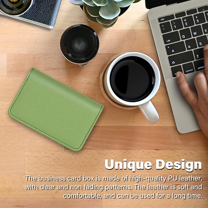 Business Card Holder,PU Leather Business Card Case Color Printing Pattern Card Holder Wallet,Pockets Magnetic Credit Card Holders for Men and Women - Banana Green