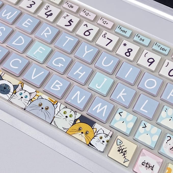 Silicone Keyboard Cover for 15.6 HP Laptop 15-fc 15-fd 15t-fd 15z-fc/HP Pavilion 15-eg 15t-eg 15-eh 15-er, 17z-ca 17-cn 17-cp 17z-cp Model Series,Cute Cat