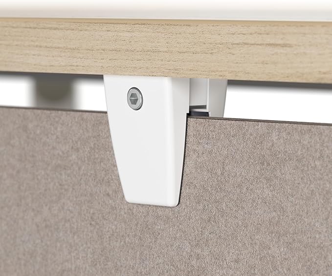 Bush Business Furniture 58W Desktop Privacy Screen in Warm Beige, Desk Mounted Office Partition with Acoustic Sound Dampening Panel
