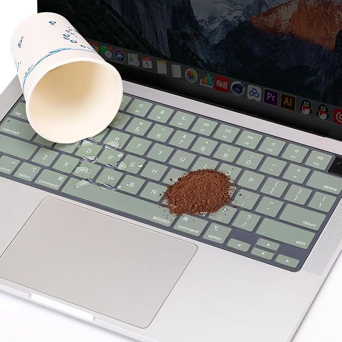 MOSISO Keyboard Cover Skin Compatible with MacBook Air 15 inch M3 A3114 M2 A2941/Air 13.6 A3113 A2681/Pro 14/16 M4 M3 M2 M1, Antique Green