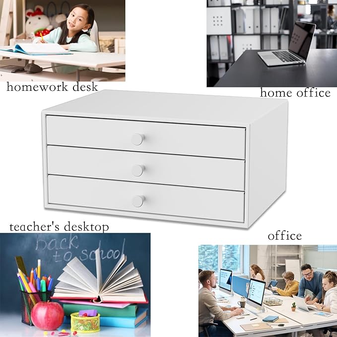 Svartur Desktop Drawers, Metal Desk Organizer with Drawer Storage Organizer for A4 File, Desk File Storage Organization for Office, Home, No Assembly Required, White