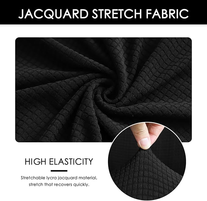 Criss Cross Chair Cover Black Armless Wide Back Chair Cover Water Resistant Stretchable Slipcover for Wide Seat Desk and Vanity Chairs Washable