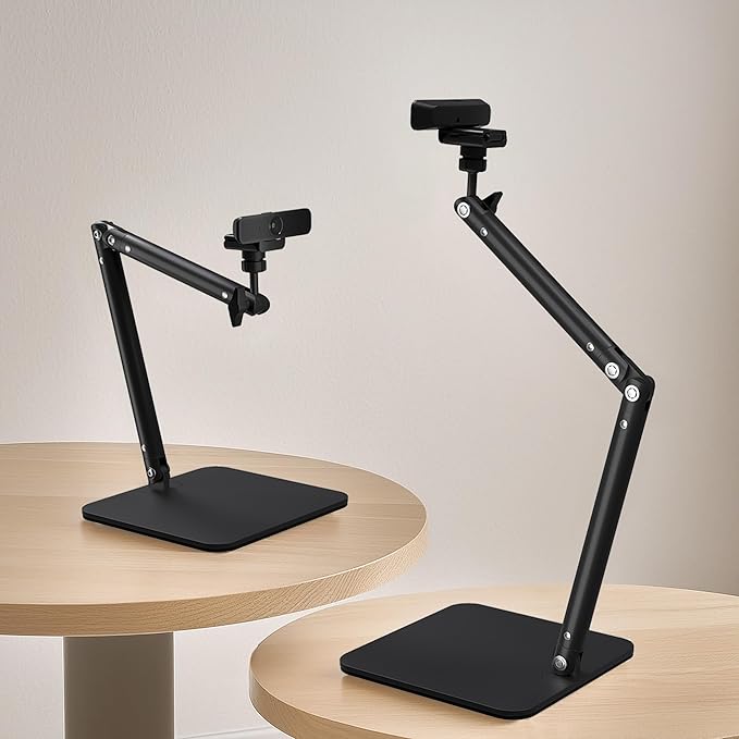 Lufia Webcam Camera Stand, Phone Mount, Sturdy Desk Mount for Webcam C922 C930e C920S C920 C615 C960 C920x BRIO 4K, Phone Mount, Right Light with 1/4" Thread