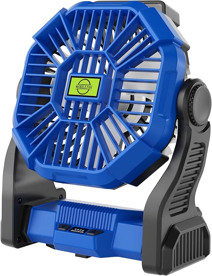 Portable Fan Rechargeable๏ผ270ยฐ Rotating Portable Cordless Battery Powered Camping Fan Rechargeable, USB Desk Personal Outdoor Camping Fans for Tents,Travel X23 Blue