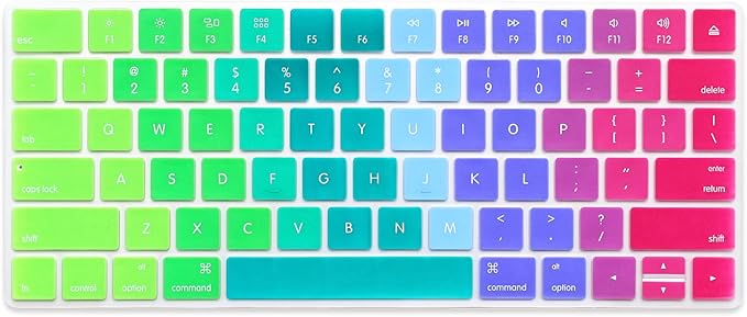 ProElife Ultra Thin Silicone Keyboard Protector Cover Skin for Apple Magic Keyboard & Magic Keyboard 2 (U.S Version, Model: MLA22L/A-A1644, Without Numeric Keypad) (Rainbow)