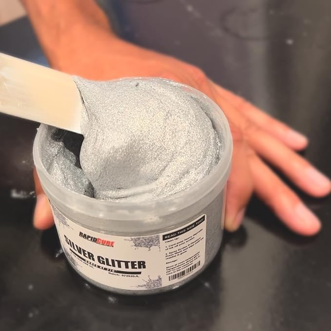 Rapid Cure® Silver Glitter Screen Printing Ink (Quart - 32 oz.) - Silk Screen Ink for Fabric and Textiles, Non Phthalate Formula for Shirt Printing - Perfect Addition to Your Screen Printing Kit
