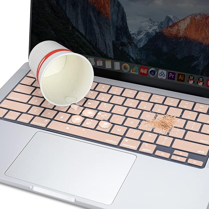 MOSISO Keyboard Cover Skin Compatible with MacBook Air 15 inch M3 A3114 M2 A2941/Air 13.6 A3113 A2681/Pro 14/16 M4 M3 M2 M1, Camel