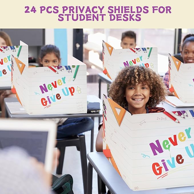 Felmis 24 PCS Privacy Boards for Student, Desk Dividers for Students, Cardboard Privacy Folders for Students Desk, Privacy Shield Folder Boards, Classroom Divider Shield for School Teachers Home