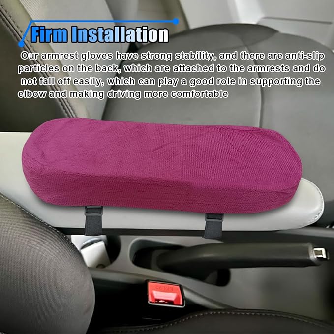 BDZMC 2PCS Car Seat Armrest Covers, Soft & Comfortable Office Chair Arm Pad, Anti-Scratch Car Armrest Cushion, Universal Car Armrest Pillow Protector Cover for Most Cars (Purple)