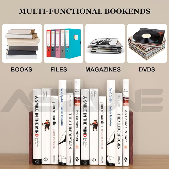 6Pairs Book Ends Bulk Square Wooden Book Ends Heavy Duty Bookends
