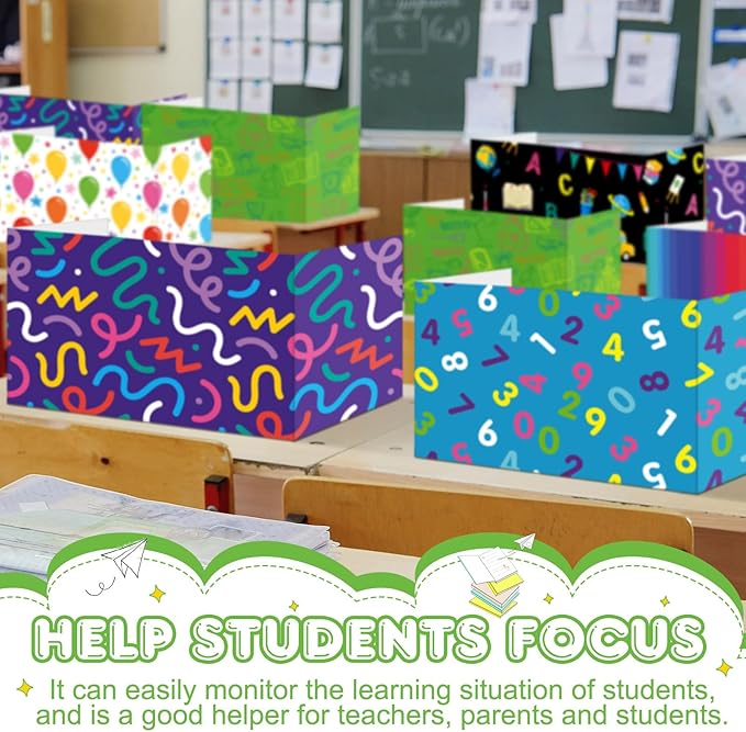 Harloon 24 Pcs Privacy Boards for Student Desk Dividers for Students Cardboard Privacy Folders Classroom Study Carrel Dividers Bulk Folder for Test Reduces Distraction(Stationery)