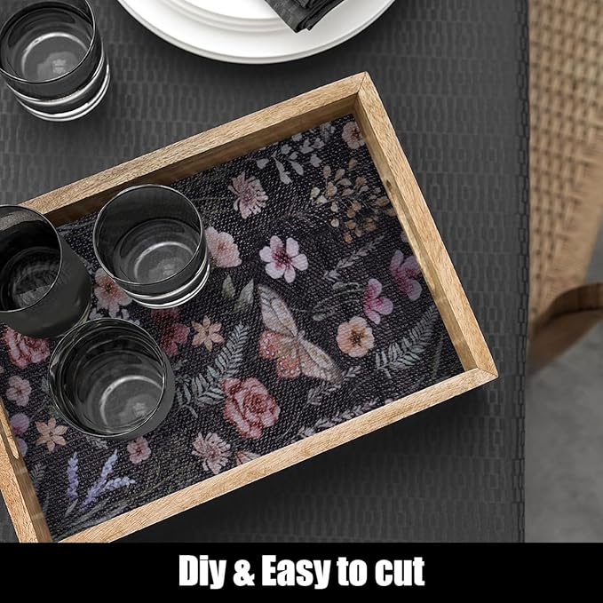 Butterfly Shelf and Drawer Liner for Kitchen Cabinets, 16IN x 20FT Non-Adhesive and Strong Non-Slip Floral Shelf Cabinet Drawer Liners for Kitchen, Waterproof Cupboard Liners,Easy to Clean