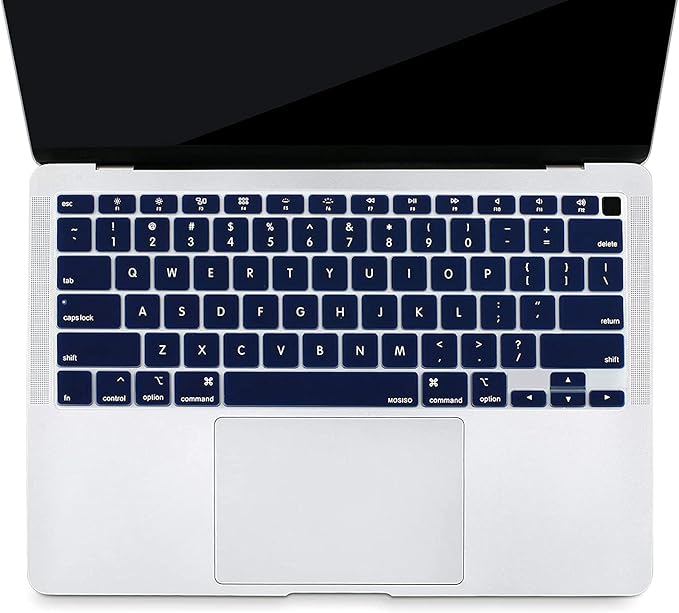 MOSISO Keyboard Cover Compatible with MacBook Air 13 inch 2022 2021 2020 Release A2337 M1 A2179 Retina Display with Touch ID Backlit Magic Keyboard, Waterproof Protective Silicone Skin, Navy Blue