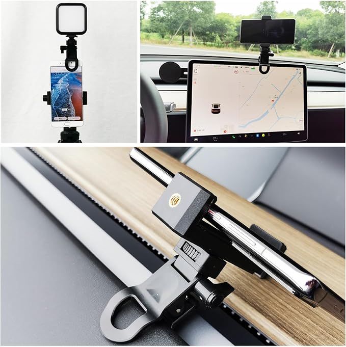 2 Pack Monitor Camera Mount Clamp Clip Screen LCD Display Top Fill Light Flash Holder Webcam Stand with 1/4 Screw Universal Connector for Phone Tripod Tablet Video Live Stream