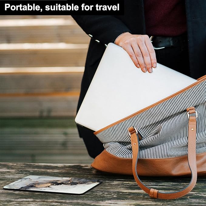 Audimi Small Mouse Pad 6 x 8 Inch, Mini Mouse Pad Thick for Laptop Wireless Mouse Home Office Travel, Portable & Washable (Grey Marble)