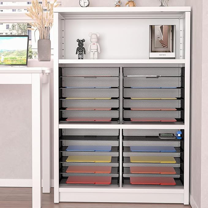 A4/Legal/Letter Size,5 Tier Mesh Letter Tray File Organizer,15.2 x 9.5 x 13.4 inches,Office File Folder Holder,Space Saving,Black