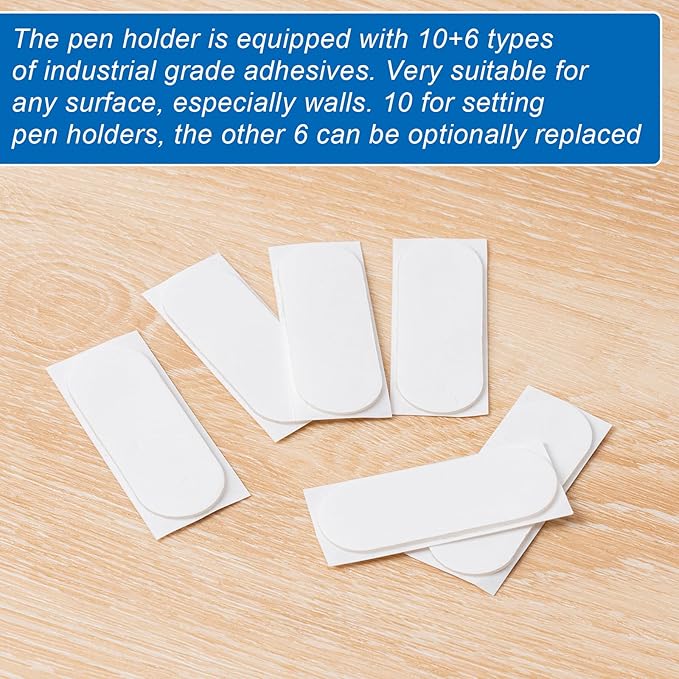 10 Pack Adhesive Pencil Holders for Desk,Silicone Flexible Pen Holder for Wall, Office, School,Home,Classroom Must Haves,Teacher Supplies Accessories,Desk Organizer,Art Supply,Small Gift (10, Black)