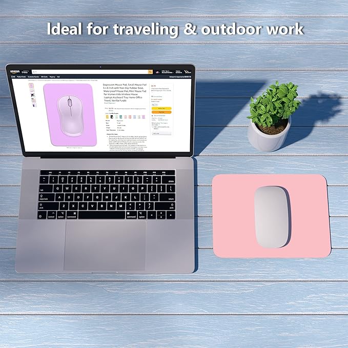 Dapesuom Small Mouse Pad, 6 x 8 Inch Thick Rubber Premium-Textured Non-Slip Portable & Washable Mini Mouse Mat for Women Men Wireless Laptops Keyboard Tray Gaming Work Computer Office Travel, Pink