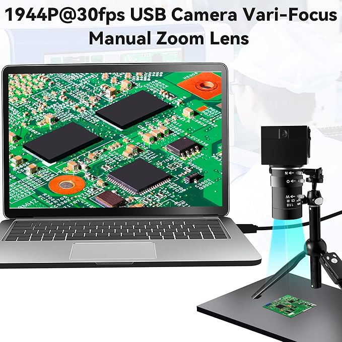 5Megapixels USB Camera CS Mount Manual Focus Webcam with 2.8-12mm 4X Telephoto Optical Lens 1944P 30fps Color Sensor Industrial Camera Free Driver Plug and Play for Window Linux Mac