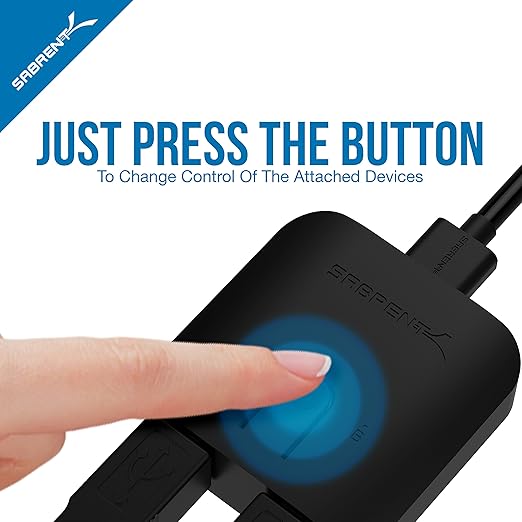 SABRENT USB 2.0 Sharing Switch for Multiple Computers and Peripherals LED Device Indicators (USB-SW20) Black