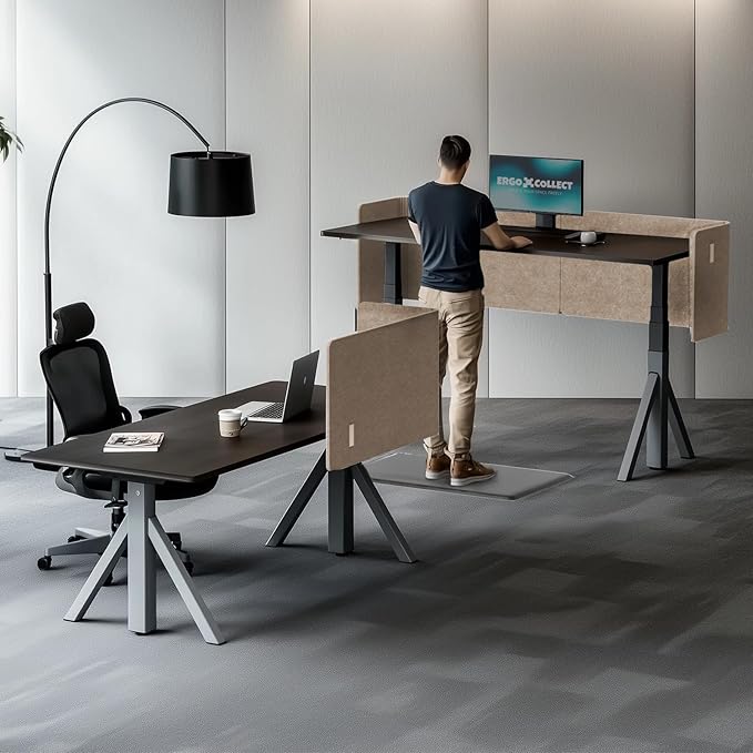Desk Privacy Panel,2PCS L-Shaped Clamp-On Office Desk Divider,2-in-1 Adjustable Acoustic Desktop Partition Or Under Desk Modesty Panel,for Office,Home,Felt(Dark Camel, 47.2" x 17.7")