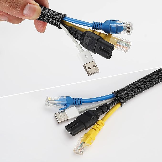 Bates 1/2 inch 10ft Long Cable Management Sleeve - Split Sleeve Wire Wrap, Secure Cord Protection