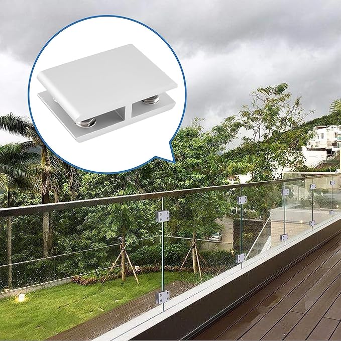 INCREWAY 4 Pcs Adjustable Double Side Aluminum Alloy Glass Shelf Support Bracket, Glass Clip Clamp Holder for 5-8mm Thickness, 180 Degrees