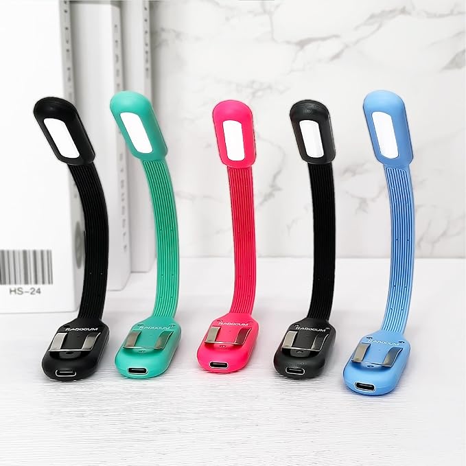 Slim Rechargeable Book Reading Light, Eye Caring LED with 4 Color Temperatures, Portable Clip on Book Light for Reading in Bed & Travelling. Prefect Elegant White Book Lover.(Black)