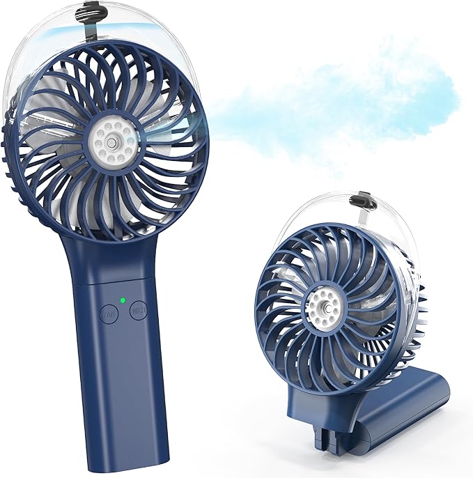 Portable Handheld Misting Fan, Nano-Mist Humidifier for Skincare & Makeup, 180° Foldable Desk Fan, Rechargeable Water Spray Fan for Disney Beach Cruise Essentials, Summer Gifts for Women Man Girls