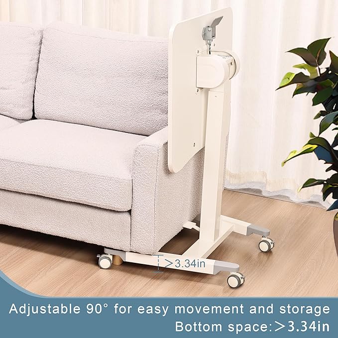 Fromann Mobile Standing Podium Desk Laptop Sit to Stand Height Adjustable Workstation with Wheels,Gas Spring Lift Mechanism Desk (White)