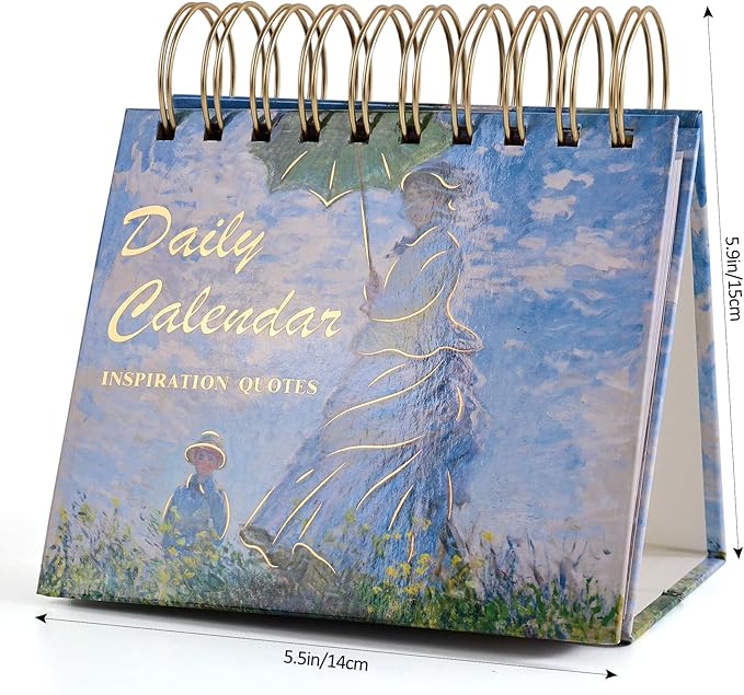 Vintage Oil Painting Daily Flip Calendar with Inspirational Quotes - Motivational Perpetual Desk Calendar, Aesthetic Office & Home Decor, Desk Accessories & Positive Affirmation Gifts for Women Girls