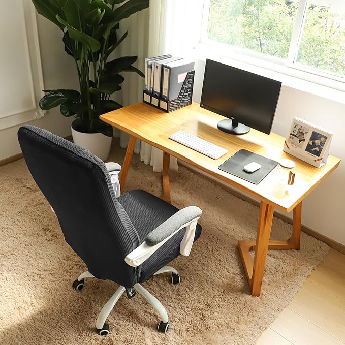 FORCHEER Large Office Chair Covers Stretchable XL Office Chair Cover, Big and Tall Computer Chair Covers (Large,Black)