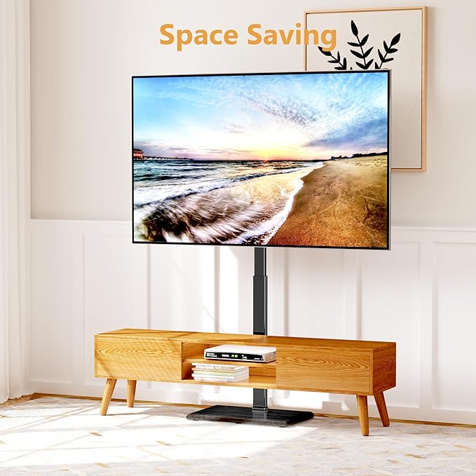 Afaloona Universal Floor TV Stand,TV Floor Mount Stand for 32-75 inch TV up to 110 lbs, Swivel and Height Adjustable Tall TV Stand for Bedroom,Office(TCP01-M-A02)