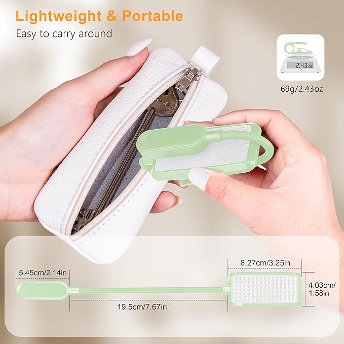 Gritin 16 LED Rechargeable Book Light for Reading in Bed- Eye Caring 3 Color Temperatures, Stepless Dimming Brightness, 80 Hrs Runtime, Lightweight Flexible Clip on Light for Book Lovers-Cyan