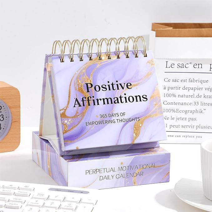 Daily Flip Calendar with Inspirational Quotes - Motivational Perpetual Calendar Desk Office Home Decor for Women, Gifts Desk Accessories for Girls Positive Affirmations