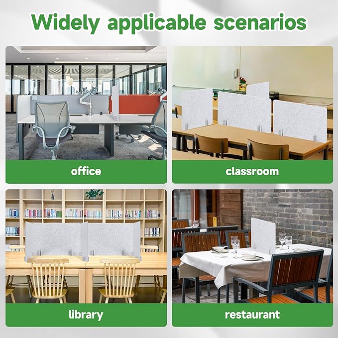 Desk Privacy Panel Acoustic Divider Panel Portable Desk Partition Desk Divider Noise Visual Isolate Table Divider for Student Study Office Library (Gray-2, 59" x 23.6")