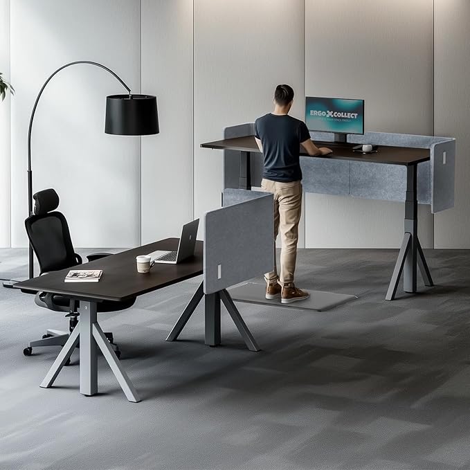 Desk Privacy Panel,2PCS L-Shaped Clamp-On Office Desk Divider,2-in-1 Adjustable Acoustic Desktop Partition Or Under Desk Modesty Panel,for Office,Home,Felt (Grey, 47.2" x 15.7")