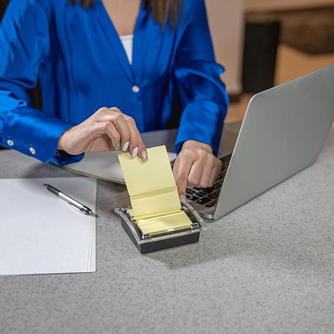 Mr. Pen- Pop Up Note Dispenser, 3" x 3", 6 Pack, Black Base, Clear Top, Sticky Note Dispenser, Sticky Note Holder for Desk
